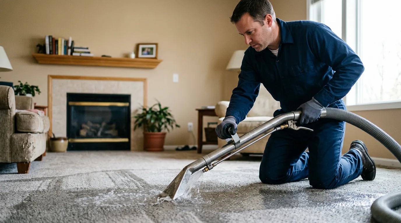 Water damage restoration technician working near Hansboro, ND